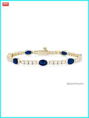 14K Gold Plated Bezel Set Oval CZ Tennis Bracelet for Women Wedding Gift